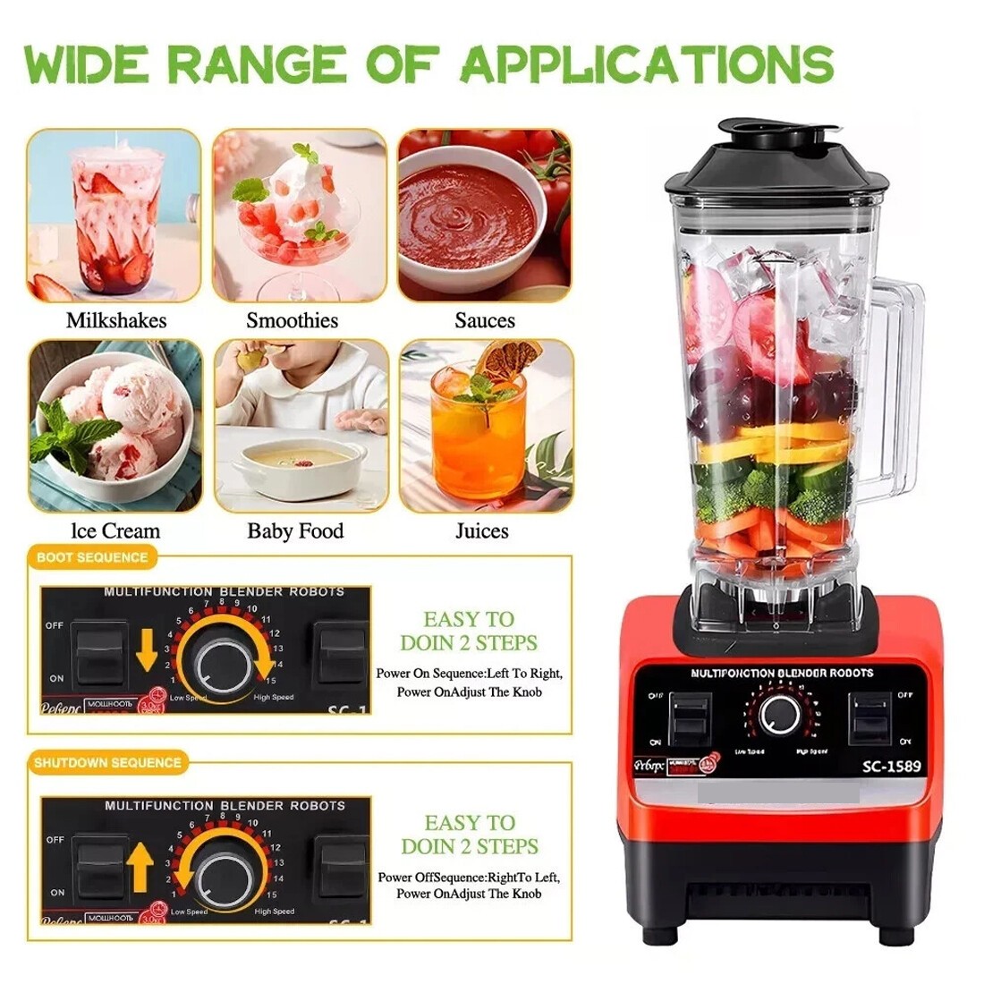 High-Speed Smoothie Blender With 2 Jugs - Professional Electric Mixer And Juicer