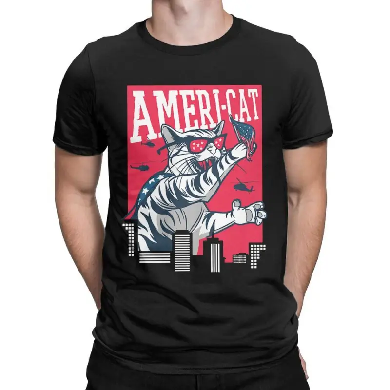 Retro Jia Cat Print Men And Women Short-sleeved T-shirt Tide