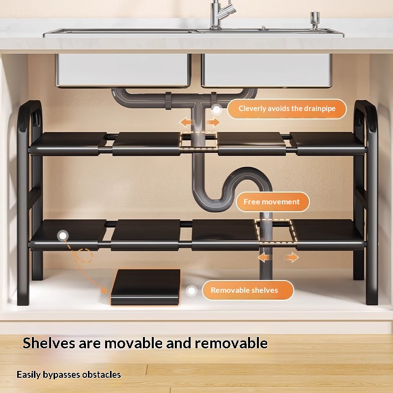 Kitchen Storage Rack With Retractable Sink, Layered Pot Rack In Cabinet, Multifunctional Cabinet Storage Rack For Pots And Pans 01de62ac 01cf 4e54 992b 1e6baaf09950