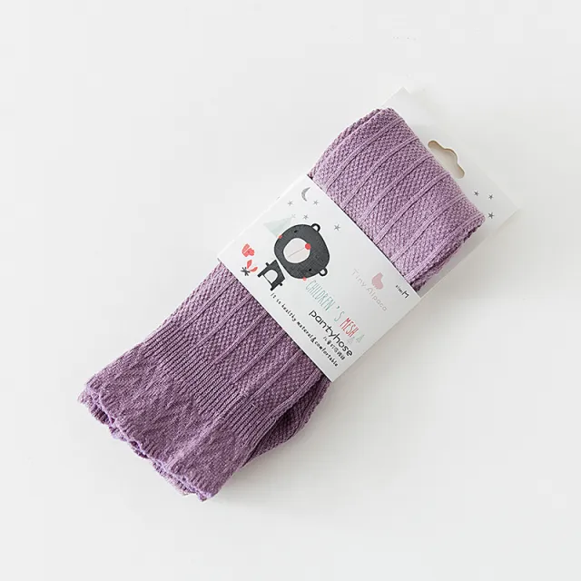 Children's Stitching Knit Socks Cropped Trousers Vertical Strips Purple - Shop at LoveMi