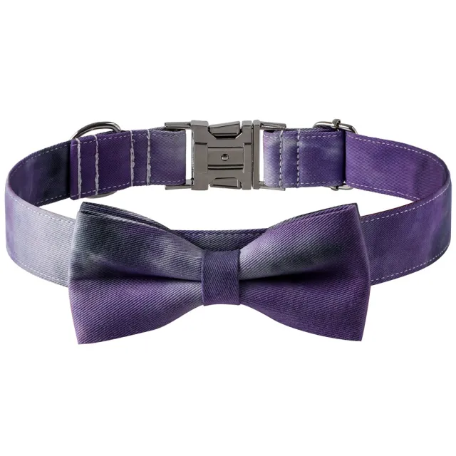 New Cotton Tie dye Pet Collar Alloy Buckle Bow Purple - Shop at LoveMi