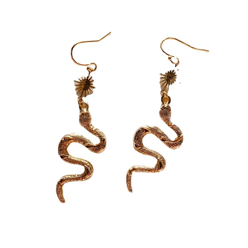 Title 2, Gold Snake Pendant Earrings Bohemian Style, a u...