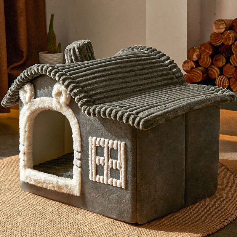 Winter Warm Villa Enclosed Cat Litter - Grey