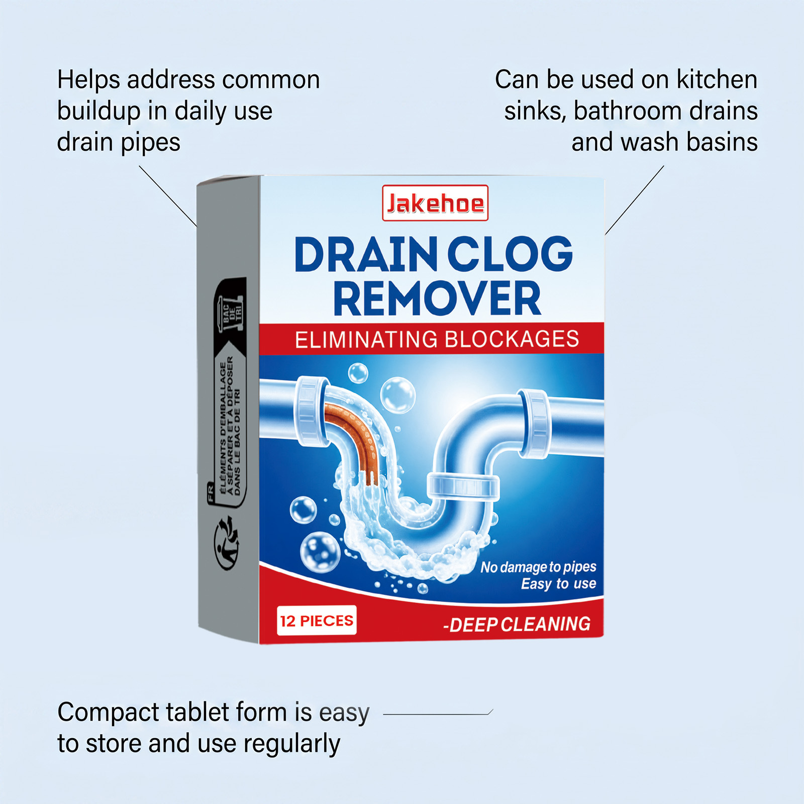JAKEHOE Drain Cleaning Sheets For Household Kitchen And Toilet Sinks - Unclogging Grease And Clogs