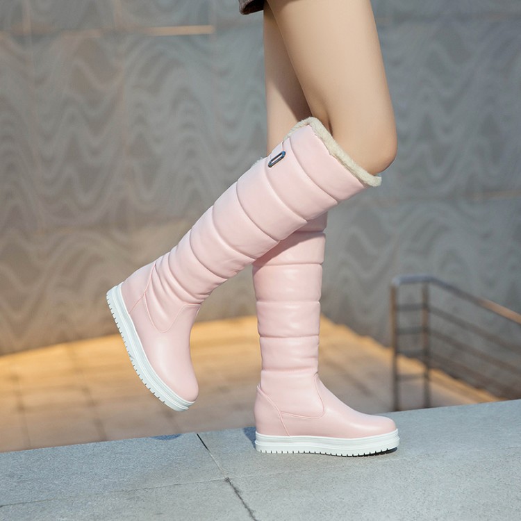 Title 8, Solid Color Mid-heel Korean Thick Warm High-top...