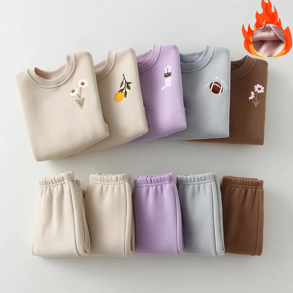 2Pcs Winter Baby Girl Boy Clothes Set Eroidery Thien