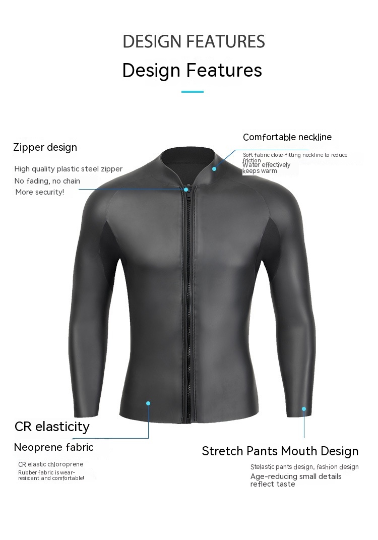 3MM Surfing Wetsuit Sports Light Leather Top For Men - Image 7
