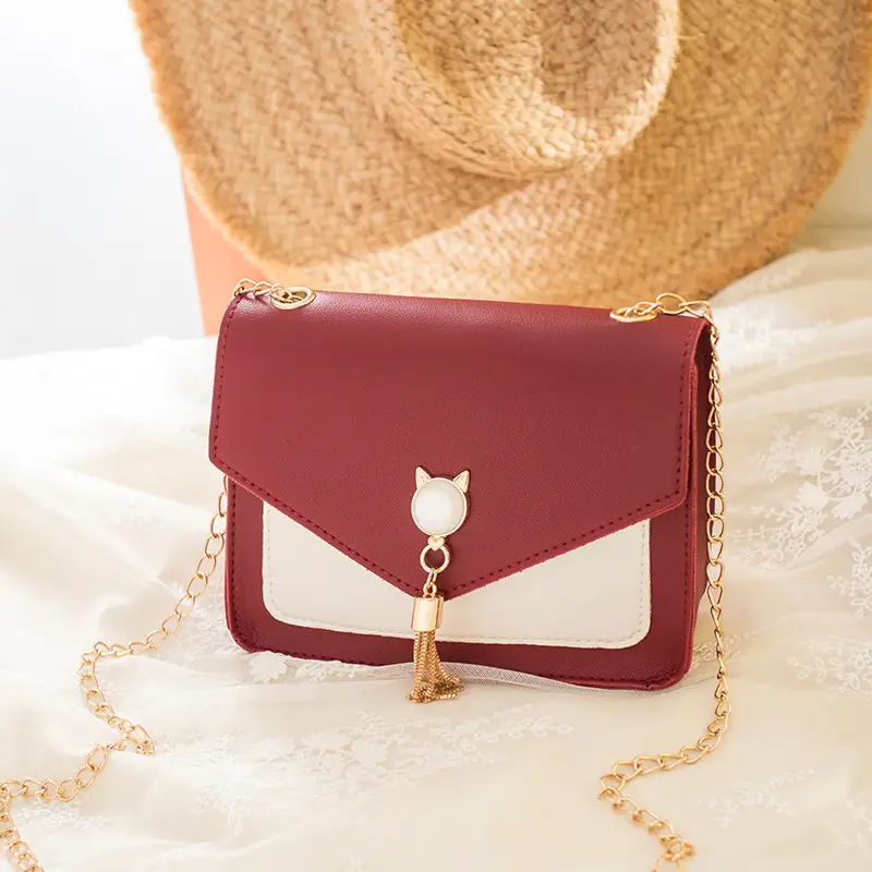 Small Messenger Bag New Sweet and Cute Cat Tassel Decoration Chain One Shoulder
