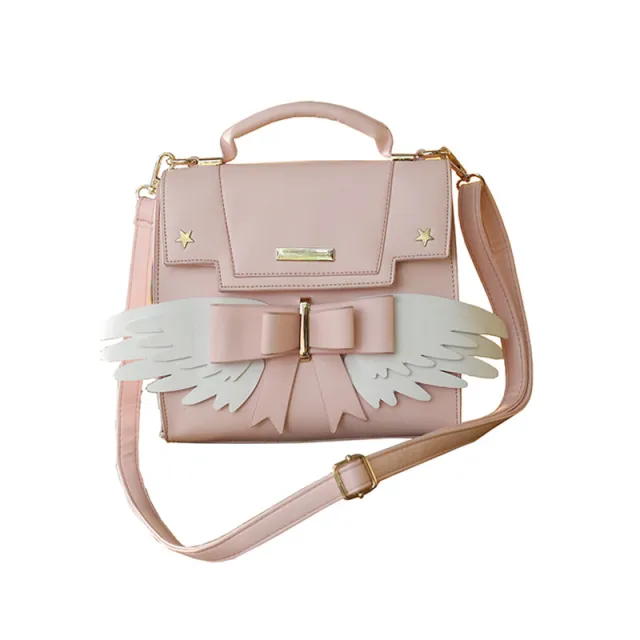 Japanese Cute One shoulder Messenger Wing Handbag Pink - Shop at LoveMi