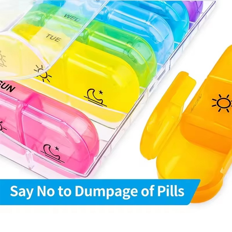 Weekly Daily Pill Box Organizer Medicine Tablet Storage Dispenser 7 Day Week NEW-Transparent Shell Color Grid
