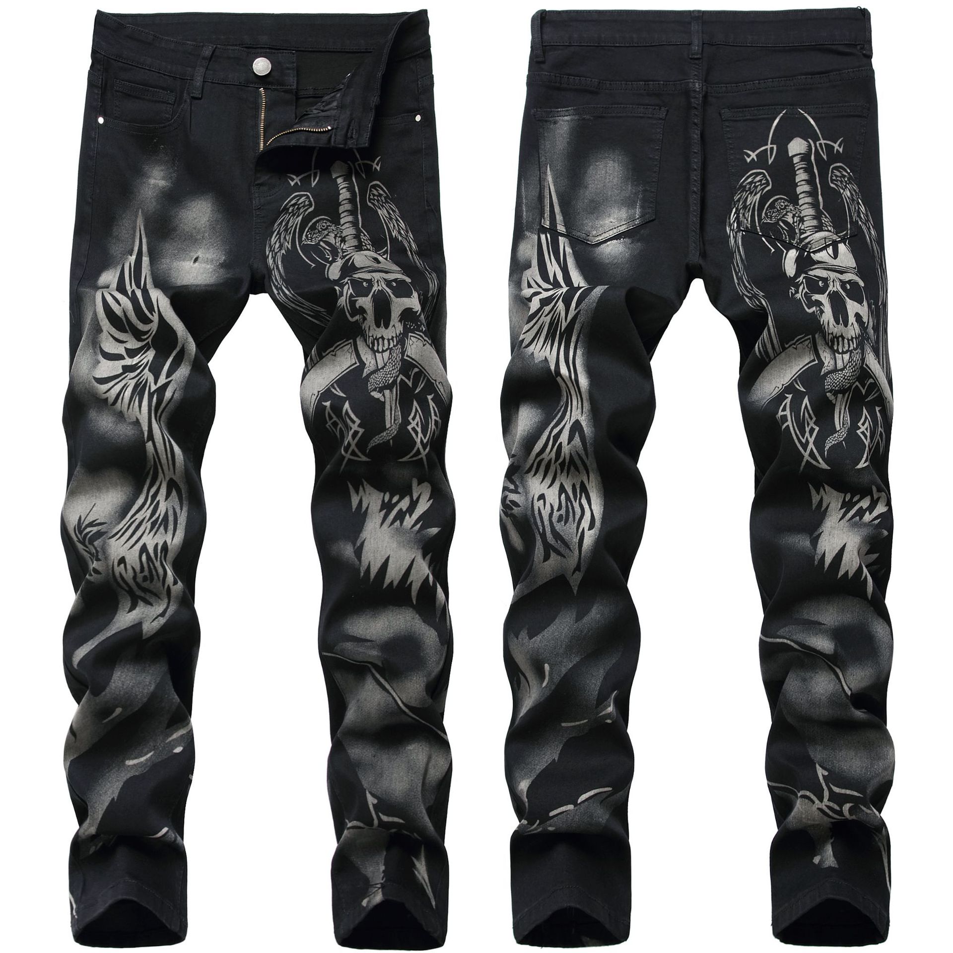 Title 4, Calças Jeans Masculinas Stretch Slim Fit Pretas...