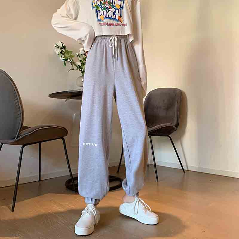 Title 4, Student High Waist Loose Thin Ninth Pants Casua...