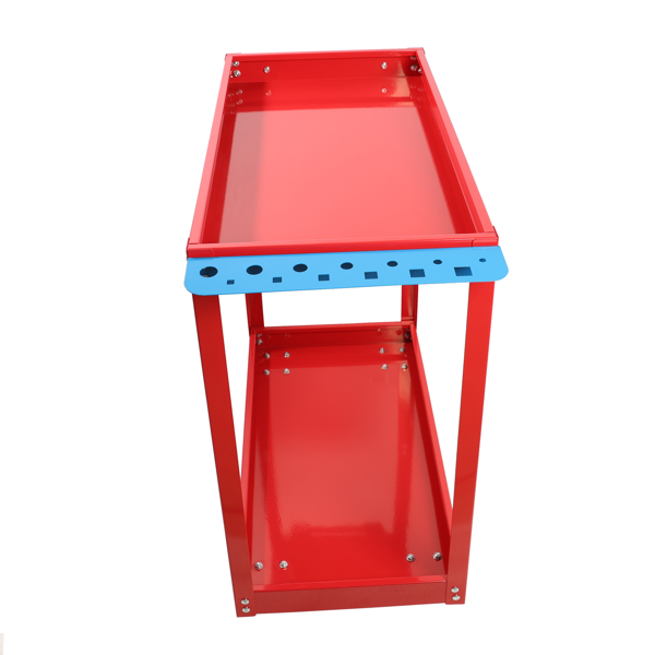 Tool Cart On Wheels, Heavy Duty Steel Utility Cart W-Lockable Wheels, 400 LBS Capacity Industrial Service Cart For Garage, Warehouse, Workshop  Two-layer Bright Red — foto 4