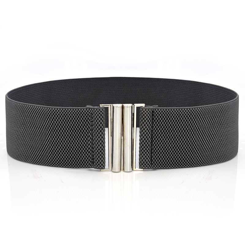 Title 8, Elastic Elastic Silver Buckle Wide Belt Decorat...