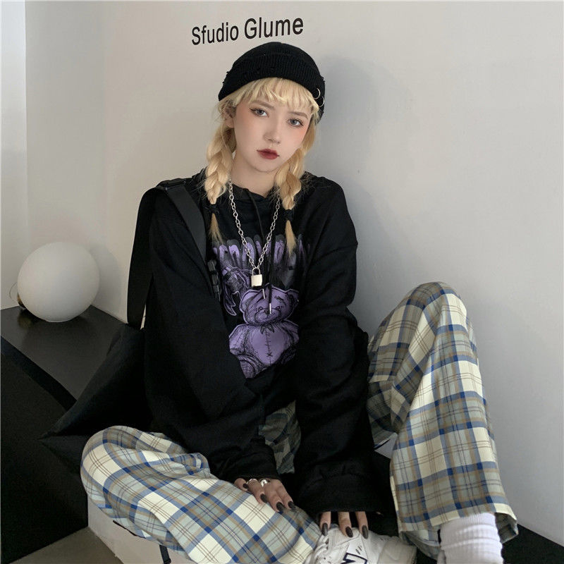 Autumn Korean Bear Casual Print Hooded Sweater