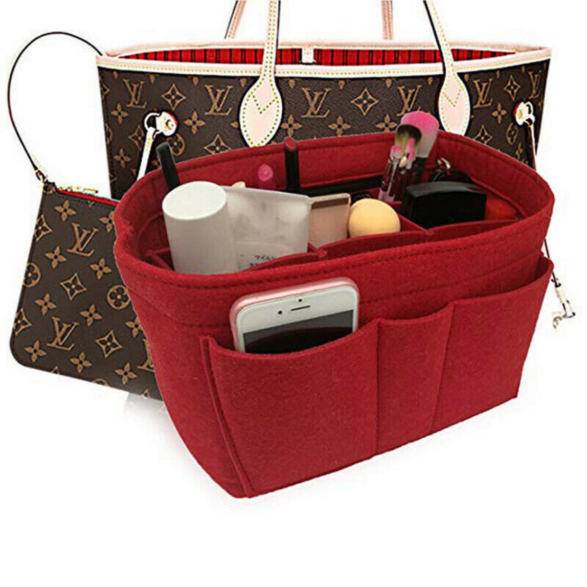 Women Organizer Handbag Felt Travel Bag Insert Liner Purse Organiser Pouch M-XL — image 11