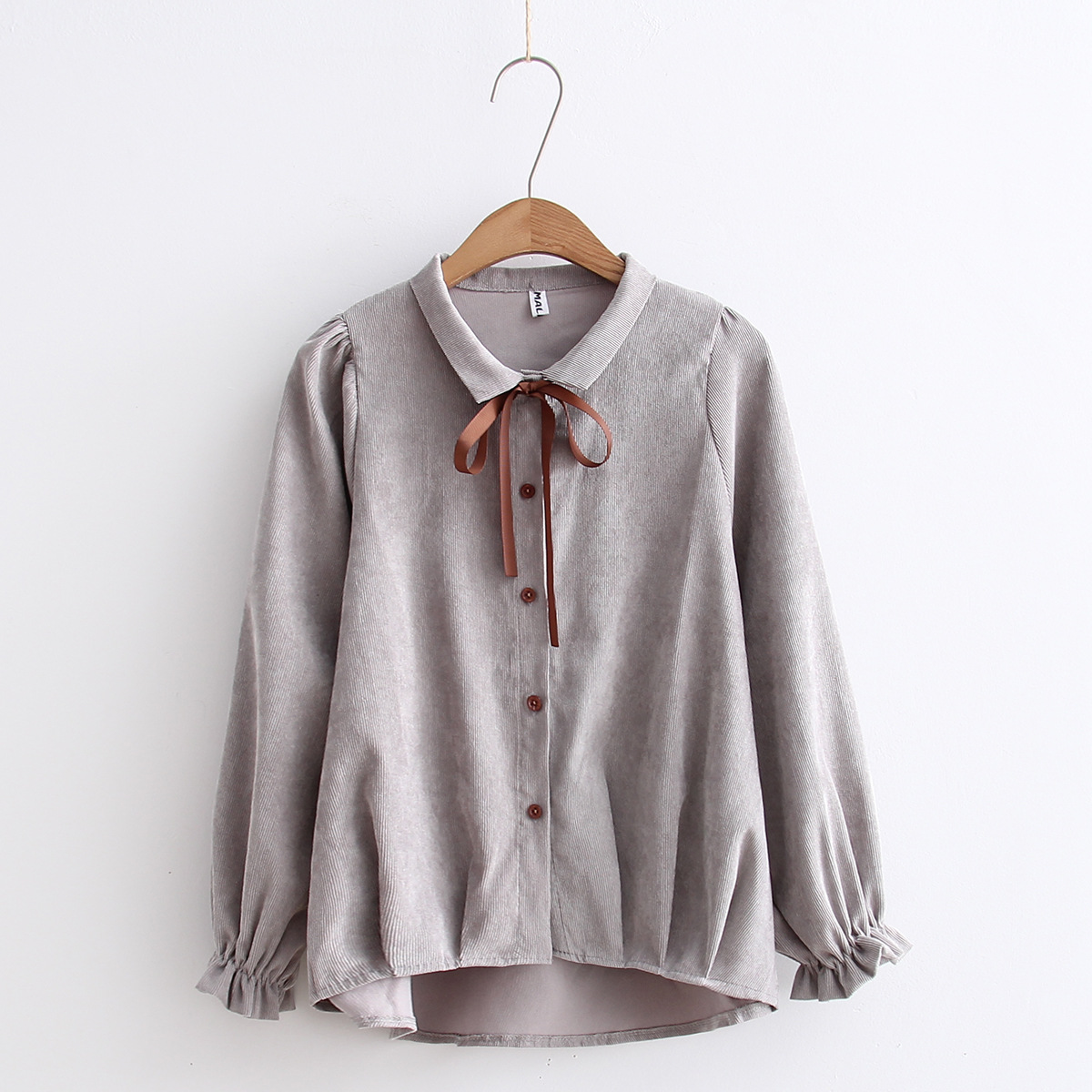 Title 5, Corduroy Lace-up Long-sleeved Shirt