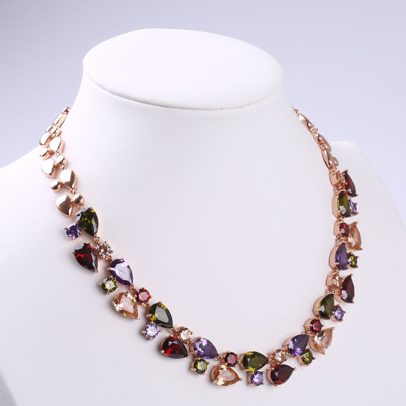 European And American Style Colorful Zircon Necklace