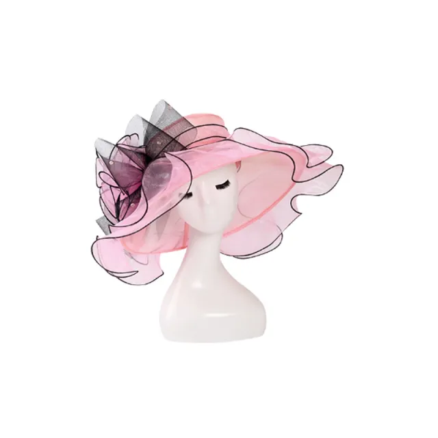 Fashion Big Brim Hat Fashion Organza Light Pink - Shop at LoveMi