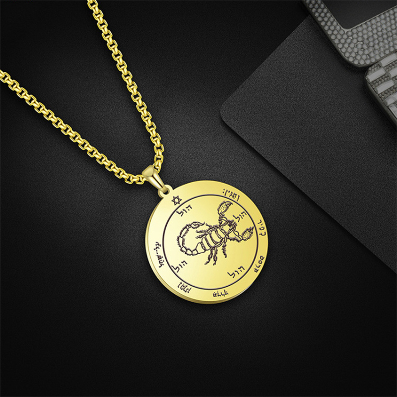 Mysterious scorpion pendant necklace hexagram scorpio round