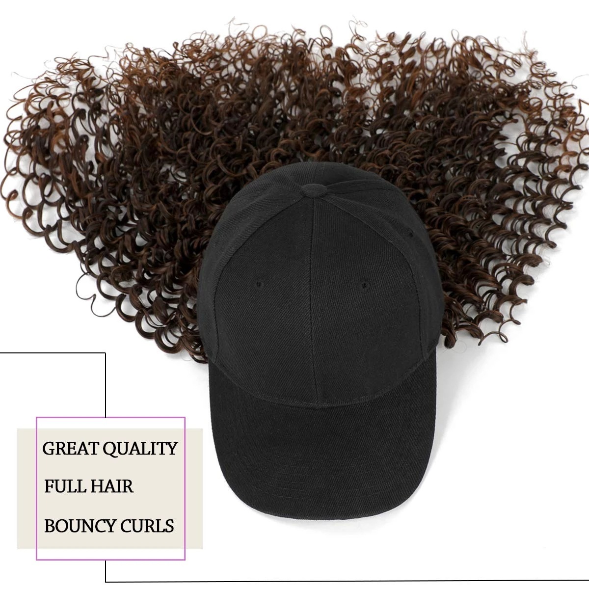 Women's Fashion Natural Headgear With Hat And Wig — foto 3