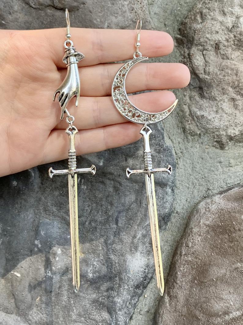Women's Long Sword Earrings Halloween Earrings