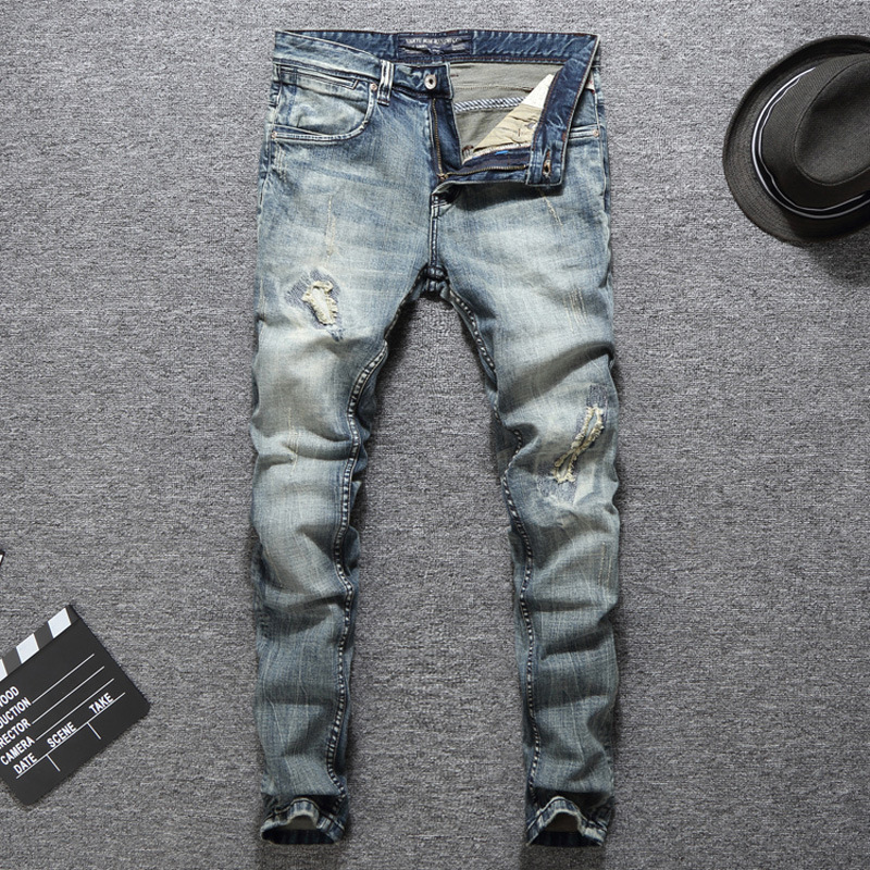 Title 2, Heren jeans met wassing, blauwe patches en elas...