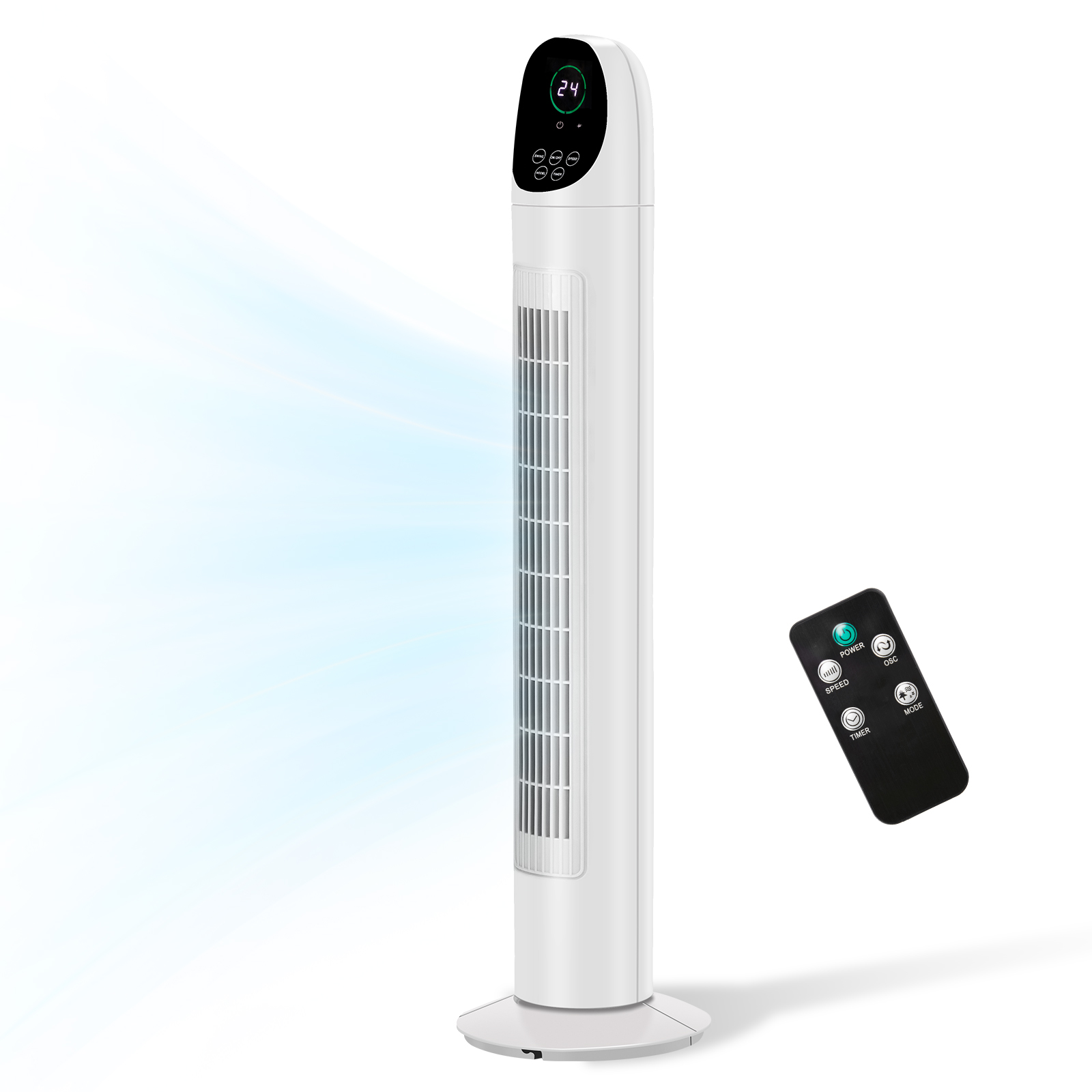 34 Inch Tower Fan, 110V 50W Quiet Standing Fan With Remote Control & Digital LED Display, 9-Hour Timer, Concave Air Outlet, Slim Space-Saving Floor Fan For Indoor Home Bedroom Living Room — foto 6