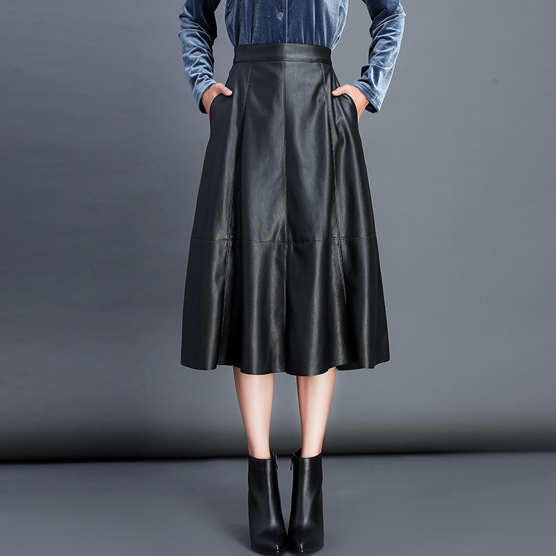 Title 4, Classic Korean Women Pu Leather Skirt Skirt Ple...