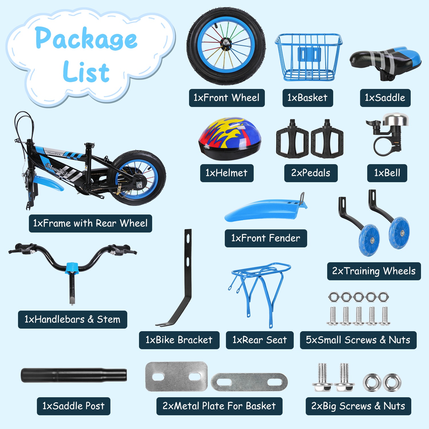 1Set 16In Kids Bike with Training Wheels Children Bicycle β photo 3