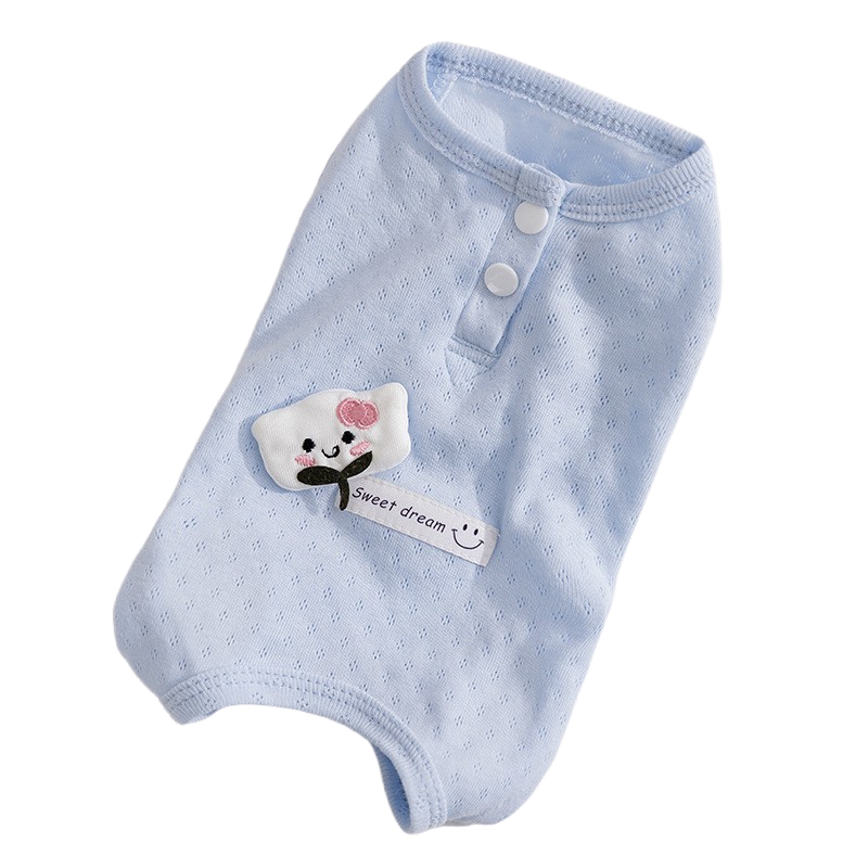 Spring And Summer Dogs, Small And Medium sized Dogs, Simple And Fashionable Fabric Label Baby Belly Clothes, Cat Four legged Air conditioned Suits,... Blue - Shop at LoveMi