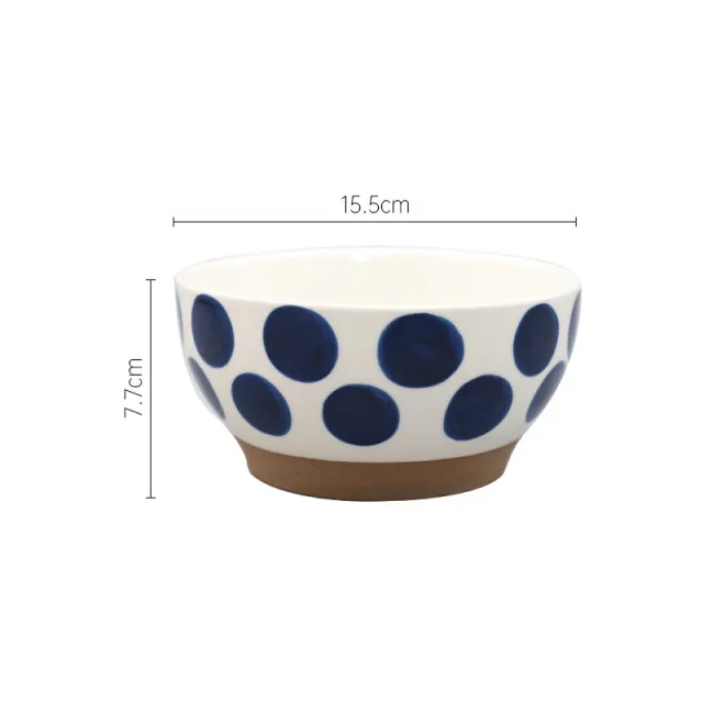Japanese Nordic Stoneware Blue Raindrop Bowl Dots - Shop at LoveMi