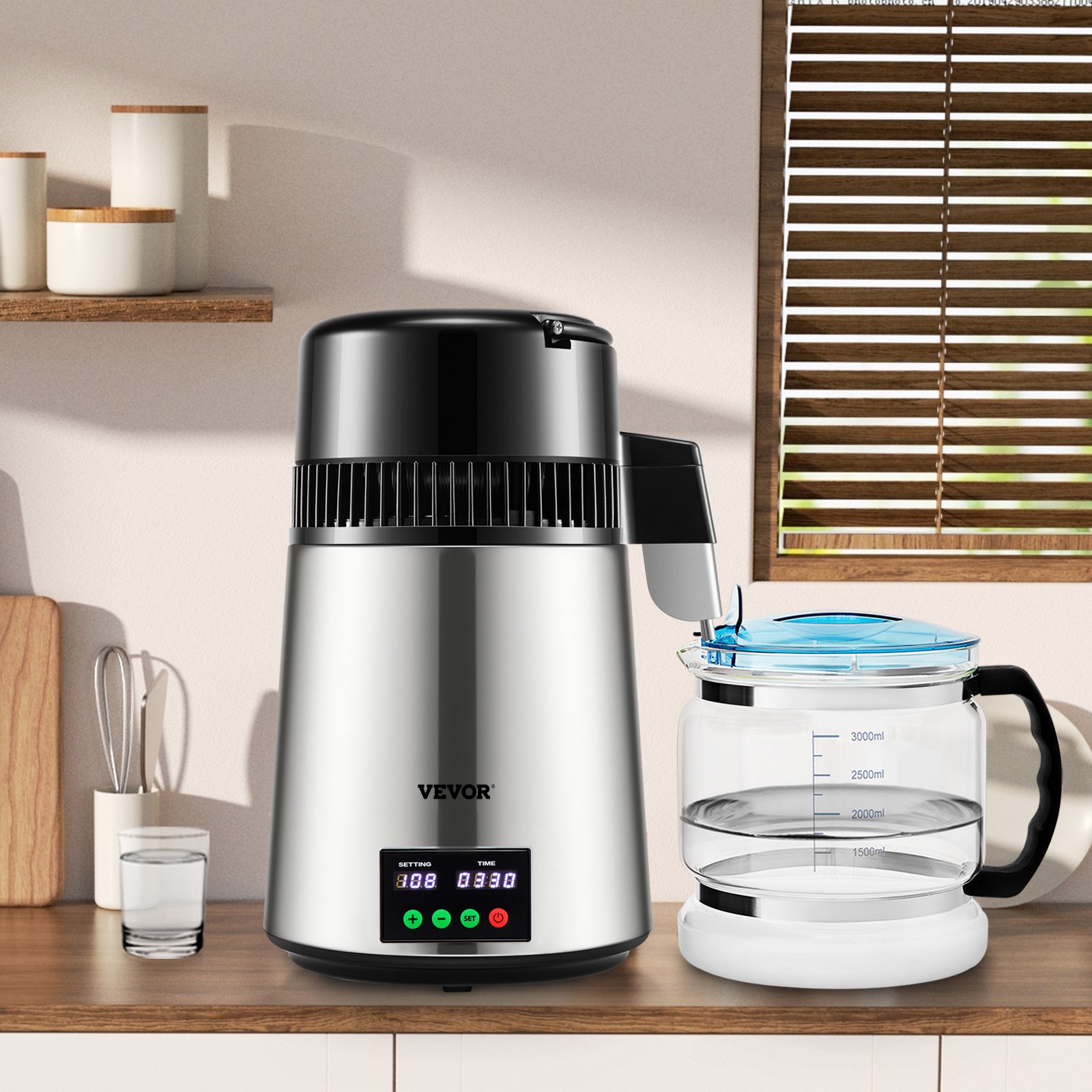 1.1 Gal Water Distiller, 0.3 Gal H, 750W Distilled Water Maker Machine 0-99H Timing Set Temp Display, 304… image 6