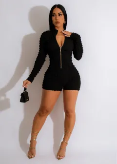 Women's Fashionable Knitted Plaid Breathable V-neck Jumpsuit - Black - View 1