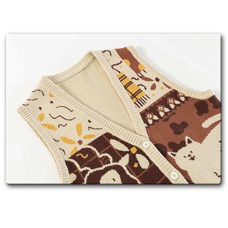 Lovely Knit Waistcoat Loose Languid Lazy Wind
