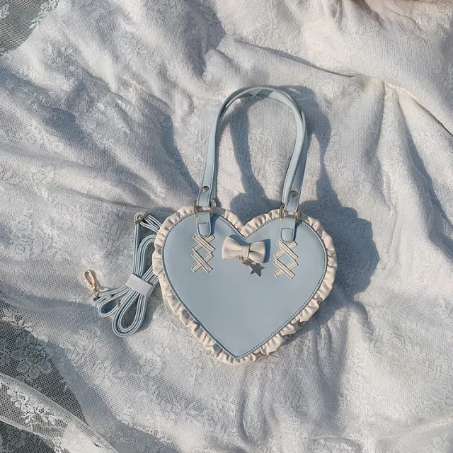 Women's Cross Heart Knot Love Shape Crossbody Single Shoulder Bag Blue - Shop at LoveMi