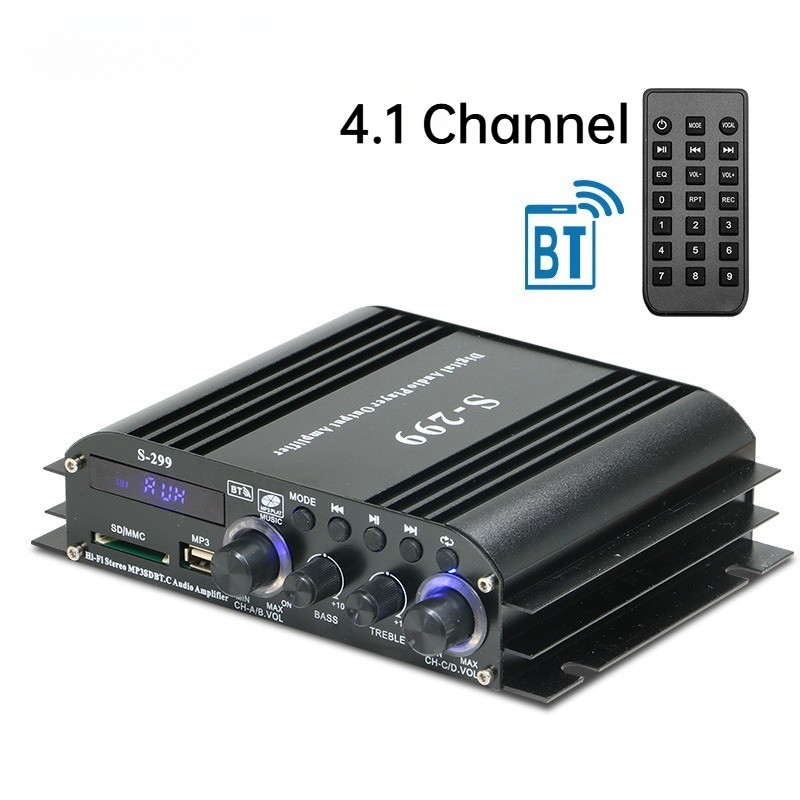 4.1 Channel Digital Amplifier With Bluetooth Home Car Marine Amp USB Player UK