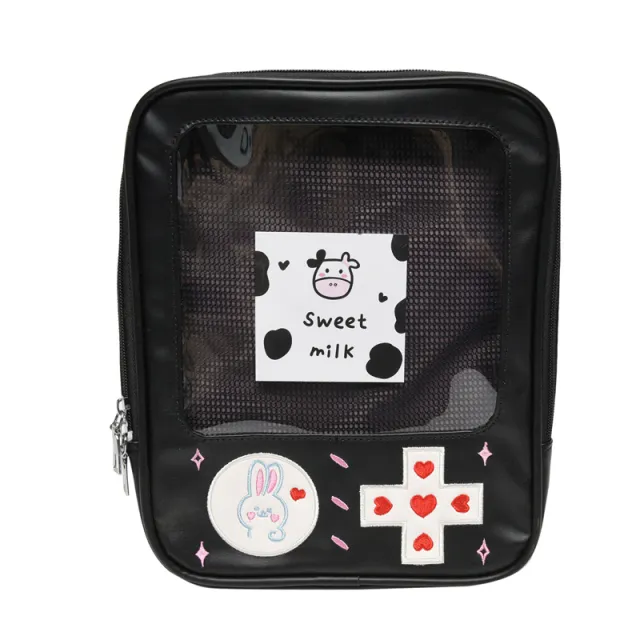 Japanese Harajuku Girl Transparent Backpack 3way Diagonal Handbag Black - Shop at LoveMi