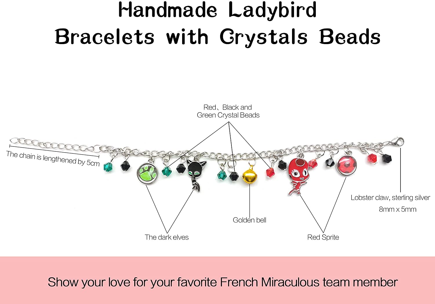 Ladybug-Superhero-Cat-Bracelet-Charm-Crystal-Bead-Bangle-Kids-Cosplay-Adjustable-Jewelry