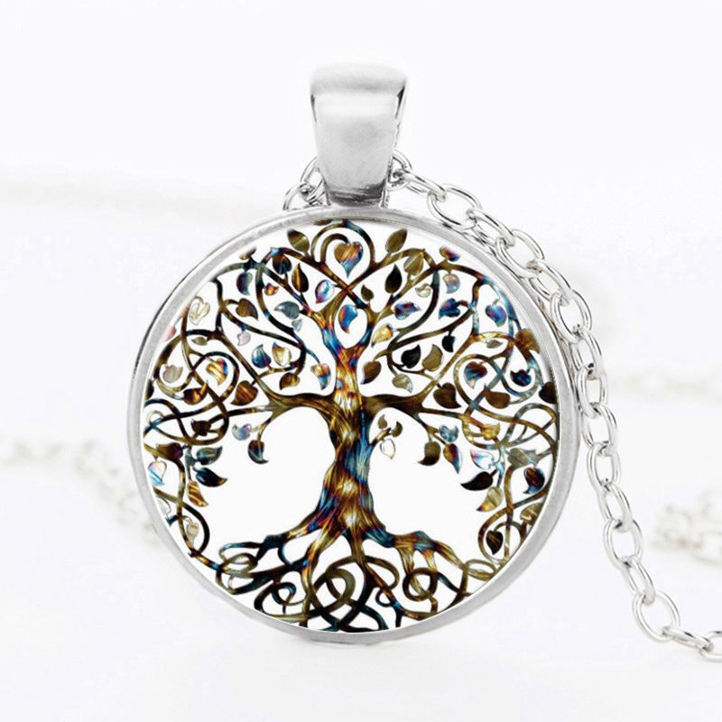 Classic Life Of Tree Picture Dome Cabochon Glass Pendant Necklace