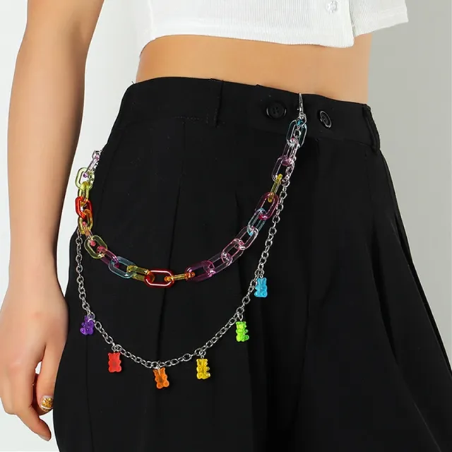 INS Wind Girly Temperament Acrylic Pendant Waist Chain Colorful Chain Bear - Shop at LoveMi