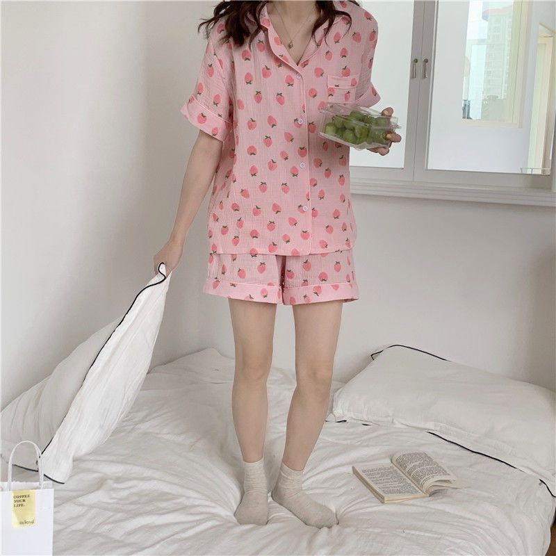 Title 1, New Cotton Pajamas Womens Summer Student Two-p...