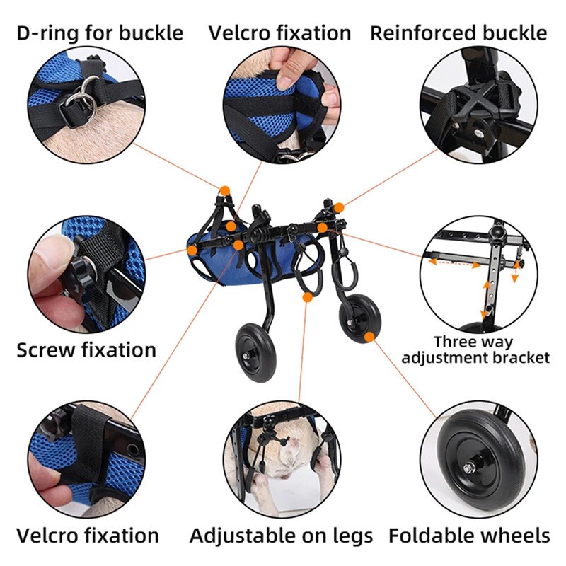 M Adjustable Pet Wheelchair For Cats & Dogs Rear Leg Mobility Aid Support — image 5