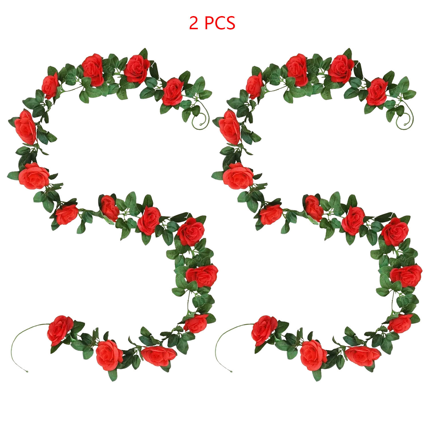 2 Artificial Rose Vine Flowers 16 FT Hanging Garland, Includes Roses And Ivy Leaves, Made Of Silk, Perfect For Weddings, Home, Garden Decor, Valentine's Day, And Anniversary Celebrations 5