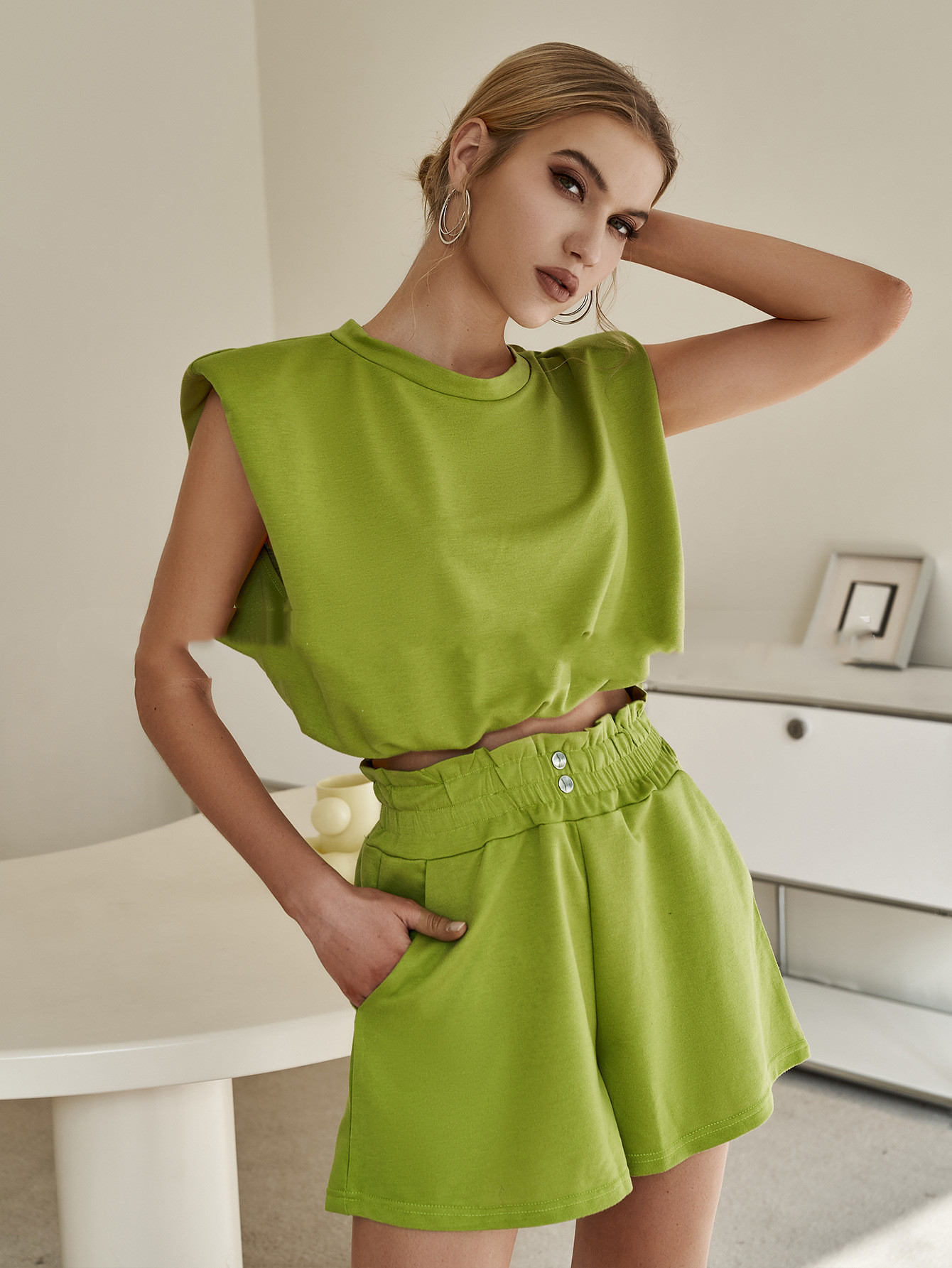 Commuter Solid Color Backless Soft Temperament Pants Suit