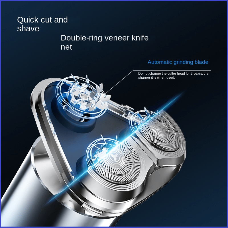Men's Electric Shaver Triple Head Razor Travel Portable Washable