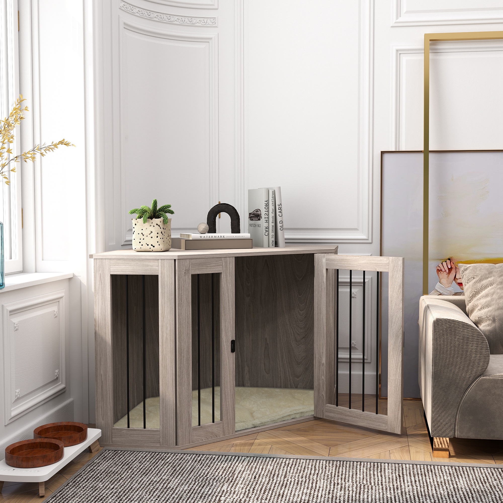 Dog Cage Furniture Side Table With Soft Cushion, 122 X 61 X 71 Cm — image 4