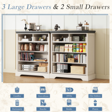 Only Do One Dropshipping Service----Country-style Five-drawer Chest Of Drawers, Black And White Contrasting Solid Wood Drawer Cabinet, Bedroom Storage And Storage Cabinet image 4