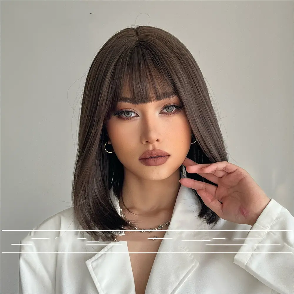 High-temperature Fiber Chemical Bangs Black Short Hair