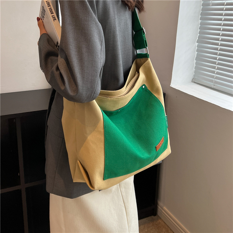 Spliced Leisure Cloth Bag Students Slung In Class
